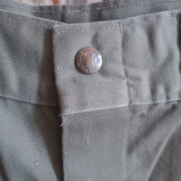 24" Vintage 70's Boy Scouts Of America Green Uniform Shorts Snap Pockets USA - Picture 6 of 10